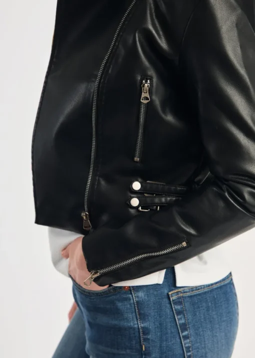 French Connection Black Faux Leather Biker Jacket