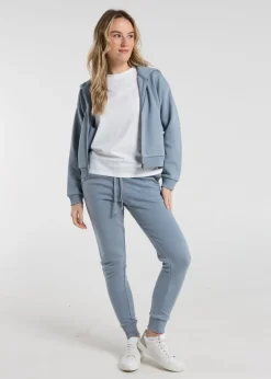 French Connection Blue Cotton Blend Boxy Zip Hoody