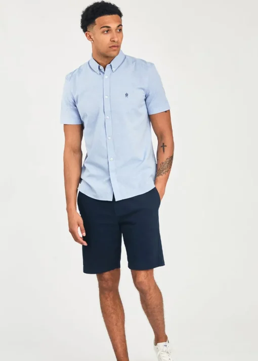 French Connection Blue Cotton Short Sleeve Oxford Shirt