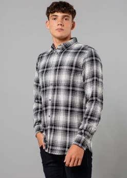 French Connection Ecru Cotton Flannel Long Sleeve Shirt
