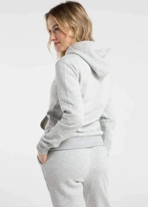 French Connection Light Grey Cotton Blend Regular Fit Logo Hoody