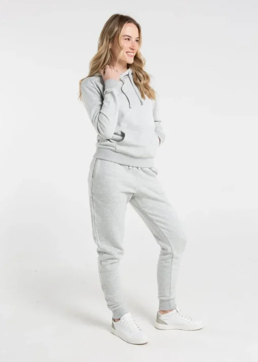 French Connection Light Grey Cotton Blend Regular Fit Logo Hoody