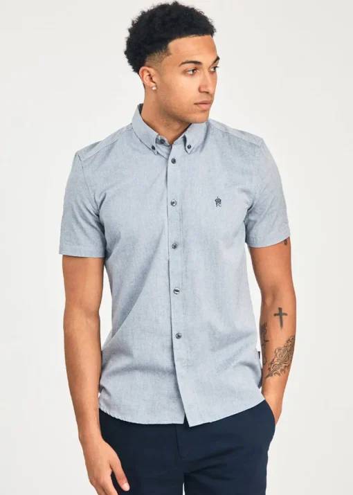 French Connection Navy Cotton Short Sleeve Oxford Shirt