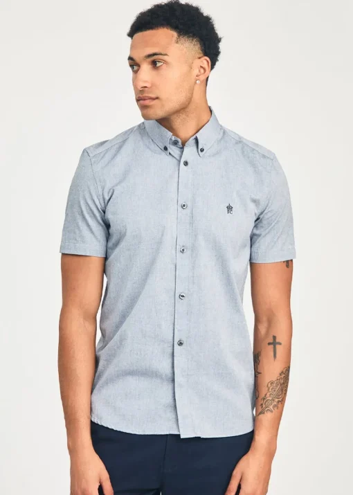 French Connection Navy Cotton Short Sleeve Oxford Shirt