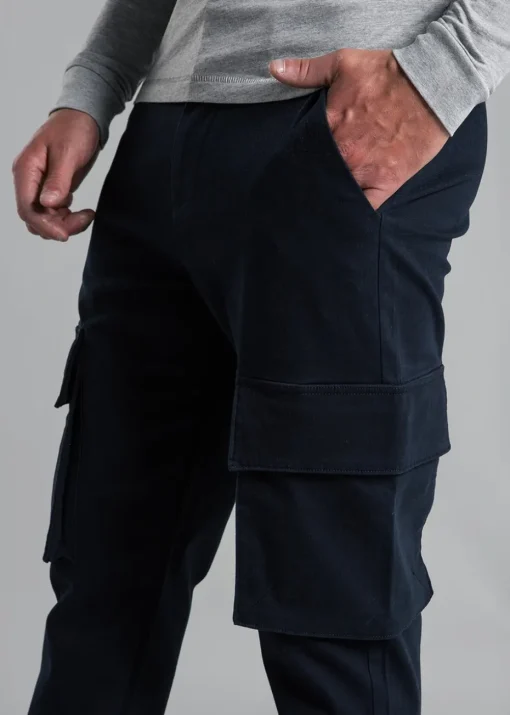 French Connection Navy Cotton Regular Fit Cargo Style Trousers