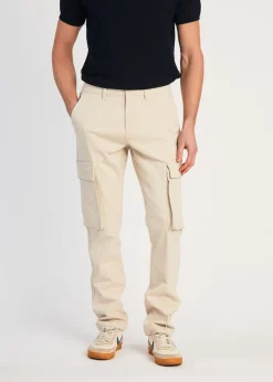 French Connection Stone Cotton Relaxed Fit Turn Up Cargo Trousers