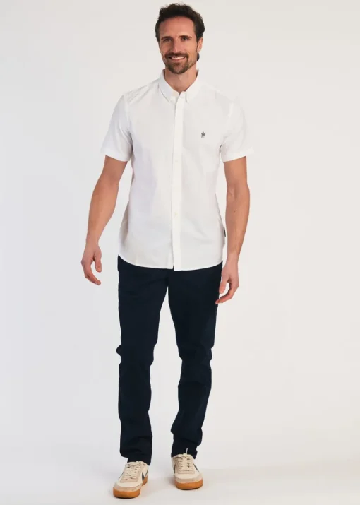 French Connection White Cotton Short Sleeve Oxford Shirt