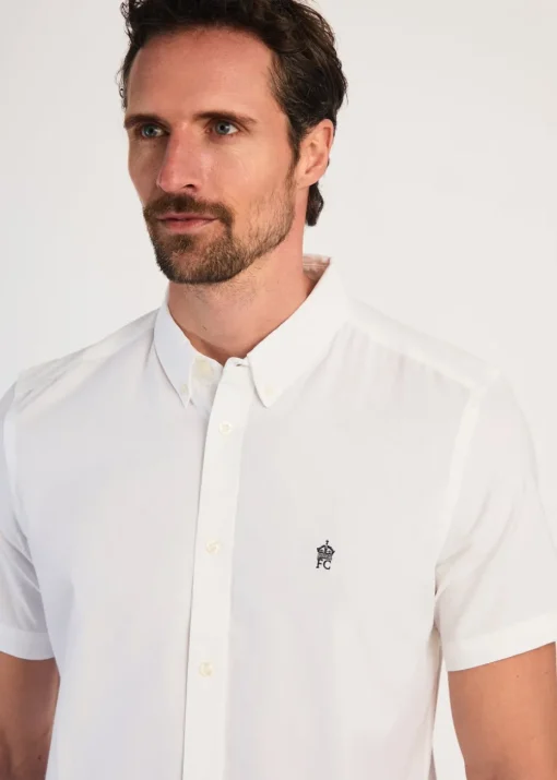 French Connection White Cotton Short Sleeve Oxford Shirt