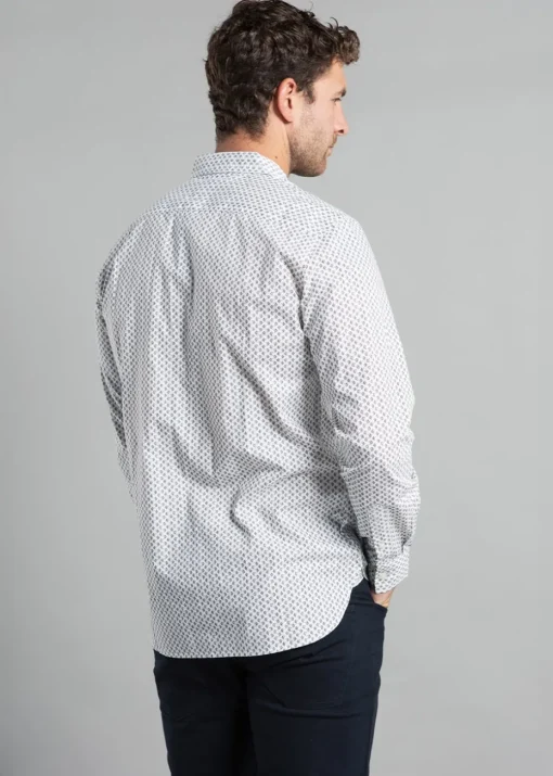 French Connection White Cotton Long Sleeve Floral Shirt