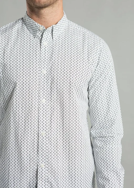 French Connection White Cotton Long Sleeve Floral Shirt