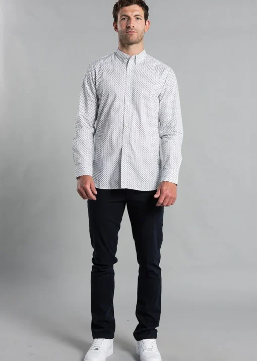 French Connection White Cotton Long Sleeve Floral Shirt