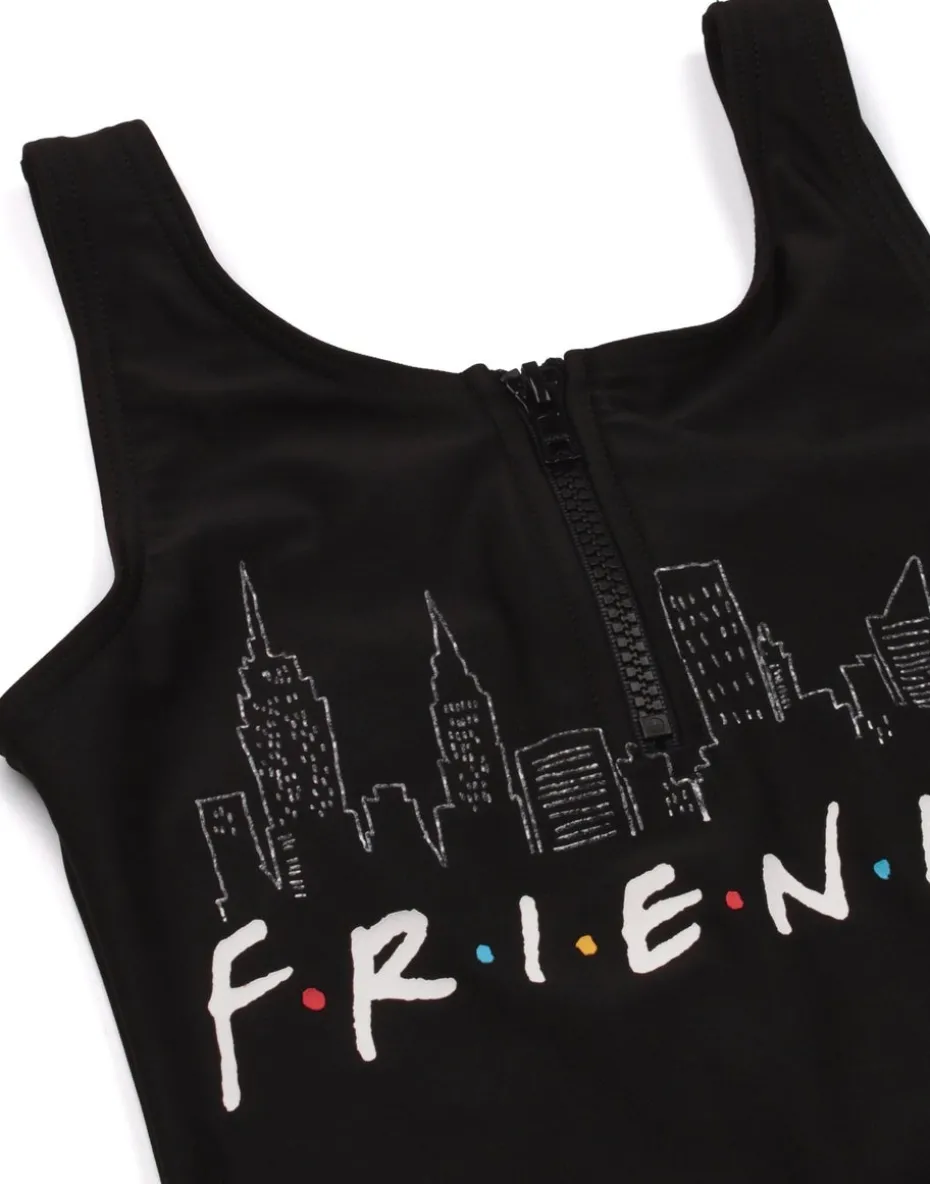 Friends Girls Black Swimming Costume (7-15 Years)