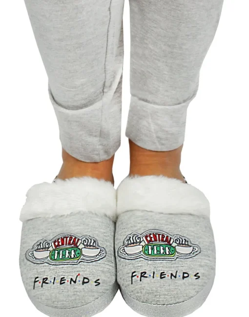 Friends Girls Grey Central Perk Graphic Mule Slippers (1 - 4 Older)