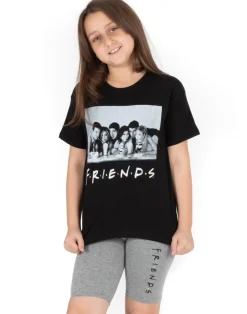 Friends Kids Cycling Short Black Pyjama Set (7-14 Years)