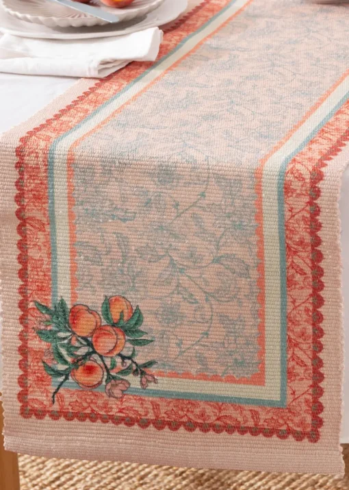 furn. Anemone Peaches Indoor/Outdoor Table Runner