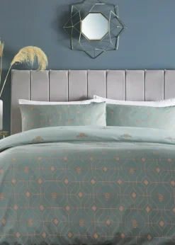 furn. Bee Deco Geometric Duvet Cover Set Eau De Nil