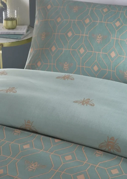 furn. Bee Deco Geometric Duvet Cover Set Eau De Nil