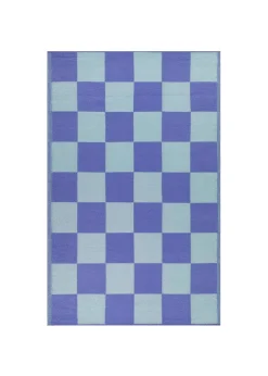 furn. Blue Checkerboard Recycled Outdoor Rug