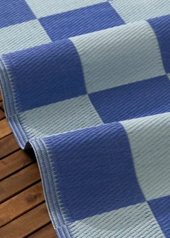 furn. Blue Checkerboard Recycled Outdoor Rug