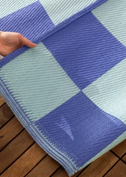 furn. Blue Checkerboard Recycled Outdoor Rug