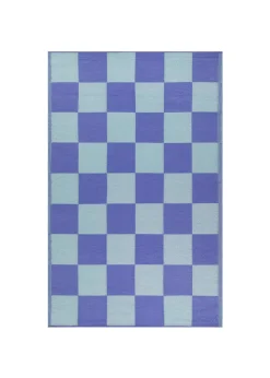 furn. Blue Checkerboard Recycled Outdoor Rug