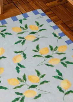 furn. Blue Lemons Printed Indoor/Outdoor Rug