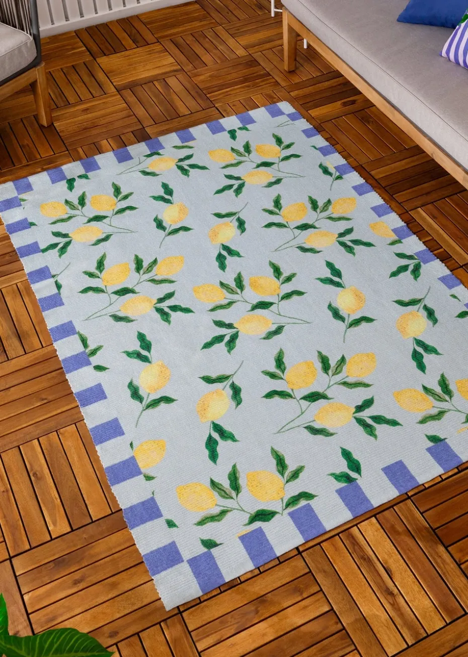 furn. Blue Lemons Printed Indoor/Outdoor Rug