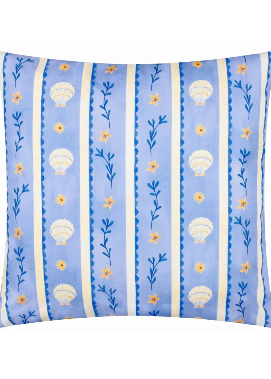 furn. Blue Sea Shells Printed Outdoor Cushion