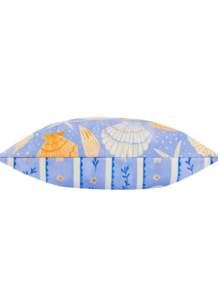 furn. Blue Sea Shells Printed Outdoor Cushion