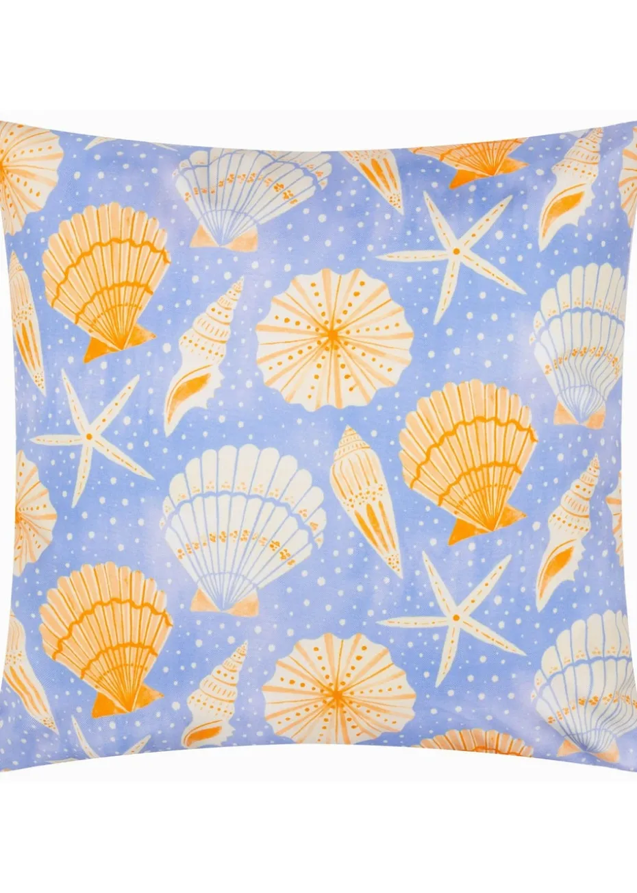 furn. Blue Sea Shells Printed Outdoor Cushion