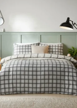 furn. Canberra Check Printed Duvet Cover Set