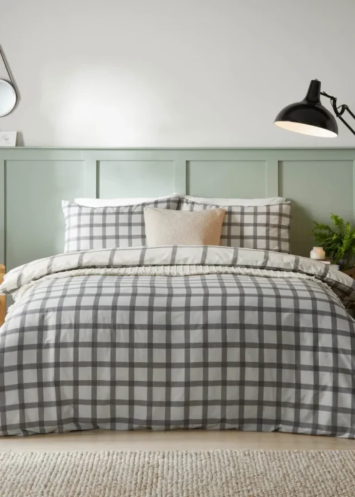 furn. Canberra Check Printed Duvet Cover Set