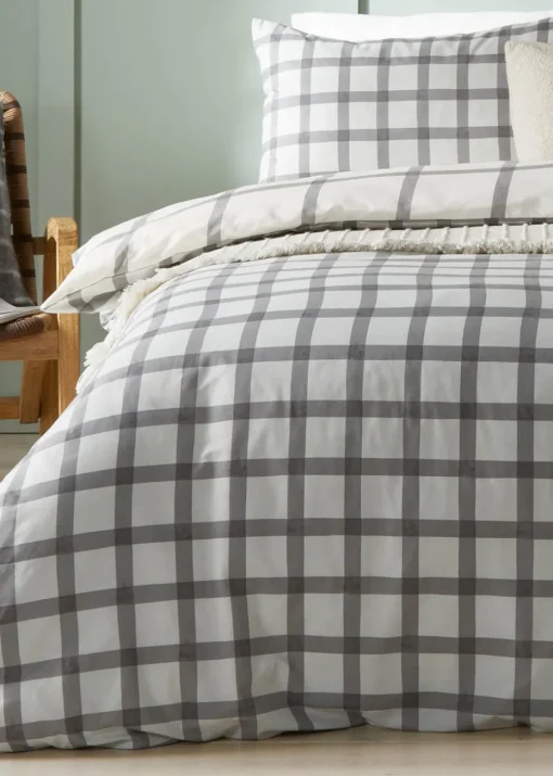 furn. Canberra Check Printed Duvet Cover Set