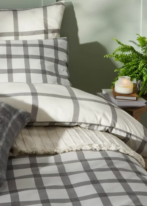 furn. Canberra Check Printed Duvet Cover Set