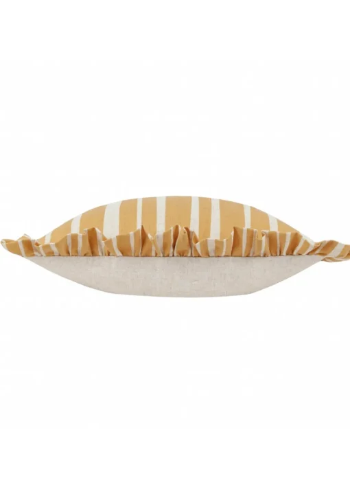 Furn Carmon Stripe Ruffle Ochre Cushion (40 x 60 x 8 cm)