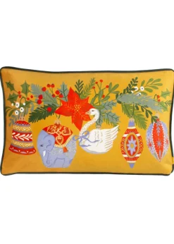 furn. Deck The Halls Baubles Velvet Filled Cushion (30cm x 50cm x 8cm)