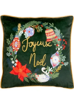furn. Deck The Halls Embroidered Filled Cushion (43cm x 43cm x 8cm)