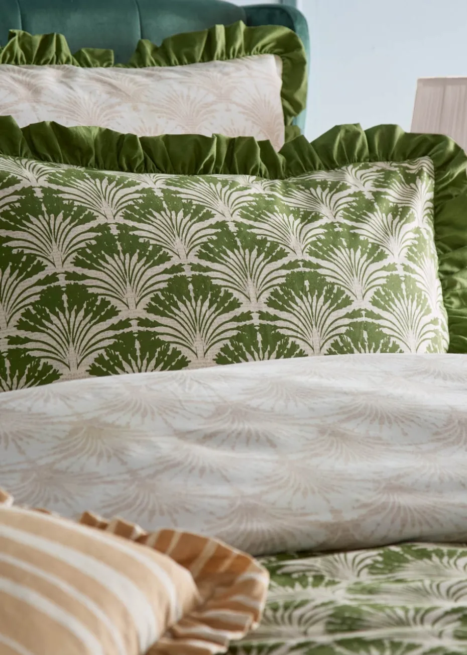 furn. Deco Palm Printed Ruffle Duvet Cover Set