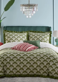 furn. Deco Palm Printed Ruffle Duvet Cover Set