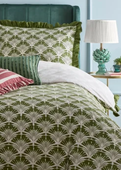 furn. Deco Palm Printed Ruffle Duvet Cover Set