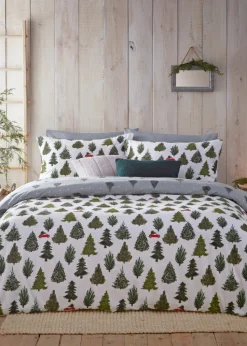 furn. Evergreen Brushed Cotton Reversible Duvet Cover Set
