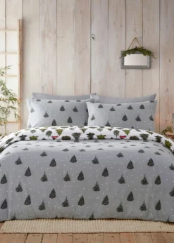 furn. Evergreen Brushed Cotton Reversible Duvet Cover Set