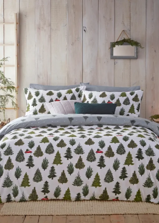 furn. Evergreen Brushed Cotton Reversible Duvet Cover Set