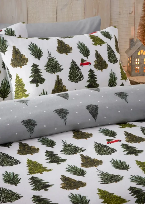 furn. Evergreen Brushed Cotton Reversible Duvet Cover Set