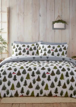 furn. Evergreen Brushed Cotton Reversible Duvet Cover Set