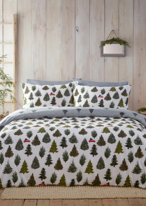 furn. Evergreen Brushed Cotton Reversible Duvet Cover Set