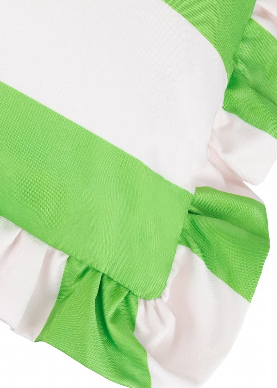 furn. Freen Palm Royale Stripe Ruffle Printed Outdoor Outdoor Cushion