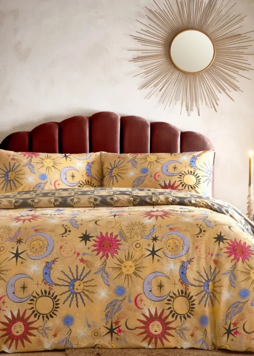 furn. Gold Ethereal Star Reversible Duvet Cover Set
