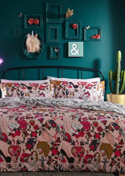furn. Inked Tattoo Inspired Duvet Cover Set