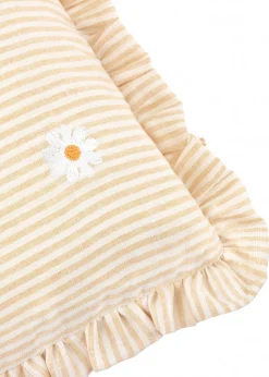 Furn Les Fleurs Embroidered Ruffle Yellow Cushion (30 x 50 x 8 cm)